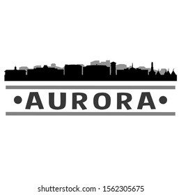 Aurora Colorado Travel. City Skyline. Silhouette City. Design Vector. Famous Monuments.