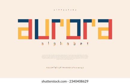 Aurora creative modern urban alphabet font. Digital abstract moslem, futuristic, fashion, sport, minimal technology typography. Simple numeric vector illustration