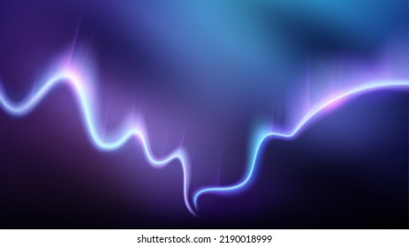 Aurora with Dark Sky, Nature Background. Vector Illustration