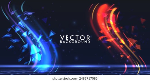 Aurora element design on dark background. Bright light. Northern lights. Vector illustration. Rivalry concept.