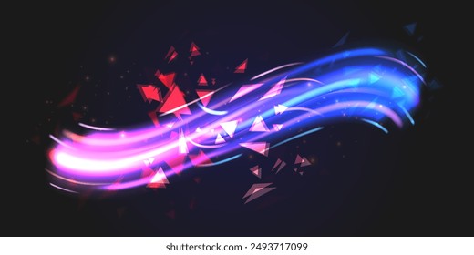 Aurora element design on dark background. Bright light. Northern lights. Vector illustration. Rivalry concept.