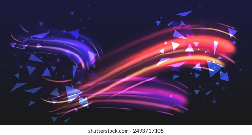 Aurora element design on dark background. Bright light. Northern lights. Vector illustration.