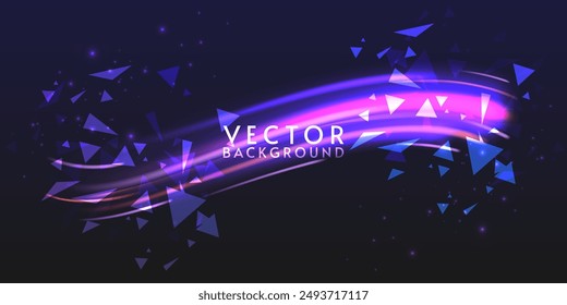 Aurora element design on dark background. Violet light. Northern lights. Vector illustration.
