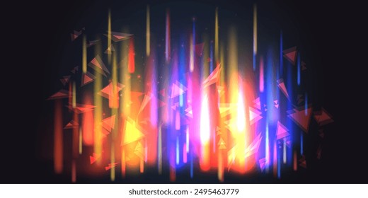 Aurora element design on dark background. Background aurora template. Bright light. Northern lights. Vector illustration. Design for background, wallpaper, postcard, web, banner, cover. 