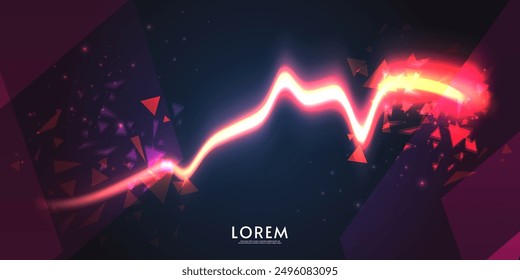 Aurora element design on dark background. Background aurora template. Bright light. Northern lights. Vector illustration. Design for background, wallpaper, postcard, web, banner, cover. 