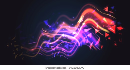 Aurora element design on dark background. Background aurora template. Bright light. Northern lights. Vector illustration. Design for background, wallpaper, postcard, web, banner, cover. 