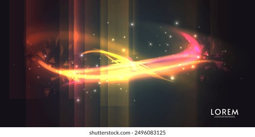 Aurora element design on dark background. Background aurora template. Bright light. Northern lights. Vector illustration. Design for background, wallpaper, postcard, web, banner, cover. 