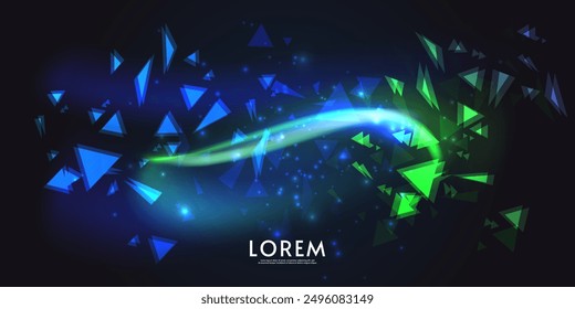 Aurora element design on dark background. Background aurora template. Bright light. Northern lights. Vector illustration. Design for background, wallpaper, postcard, web, banner, cover. 