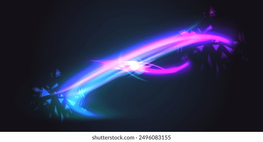 Aurora element design on dark background. Background aurora template. Bright light. Northern lights. Vector illustration. Design for background, wallpaper, postcard, web, banner, cover. 
