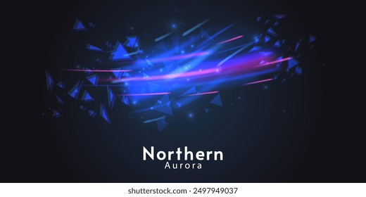 Diseño de elemento de aurora sobre fondo oscuro. Plantilla de aurora de fondo. Luz brillante. Aurora boreal. Ilustración vectorial. Diseño para el fondo, Fondo de pantalla, postal, Web, Anuncio, cubierta. 