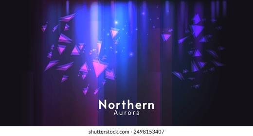 Aurora element design on dark background. Background aurora template. Bright light. Northern lights. Vector illustration. Design for background, wallpaper, postcard, web, banner, cover. 