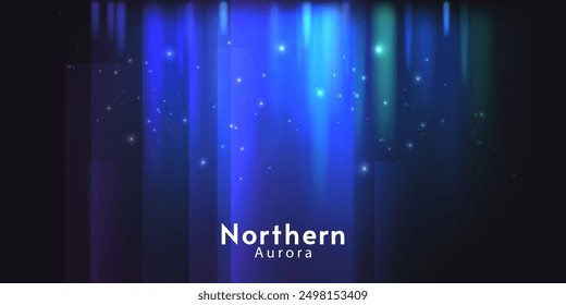 Aurora element design on dark background. Background aurora template. Bright light. Northern lights. Vector illustration. Design for background, wallpaper, postcard, web, banner, cover. 