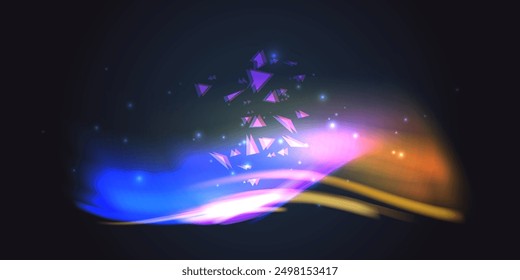 Aurora element design on dark background. Background aurora template. Bright light. Northern lights. Vector illustration. Design for background, wallpaper, postcard, web, banner, cover. 