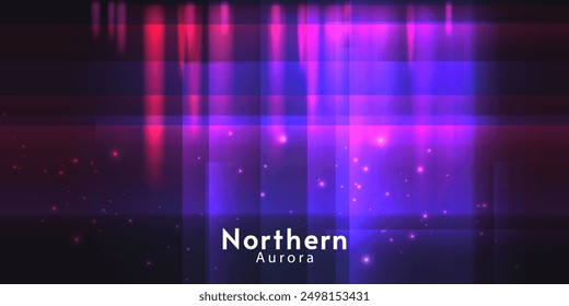Aurora element design on dark background. Background aurora template. Bright light. Northern lights. Vector illustration. Design for background, wallpaper, postcard, web, banner, cover. 