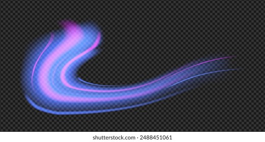 Aurora element design on transparent background. Blue light. Northern lights. Vector illustration.
