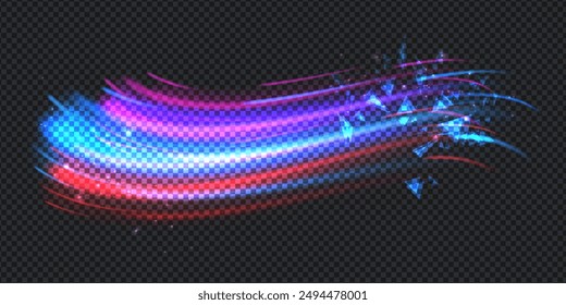 Aurora element design on transparent background. Bright light. Northern lights. Vector illustration. Rivalry concept.