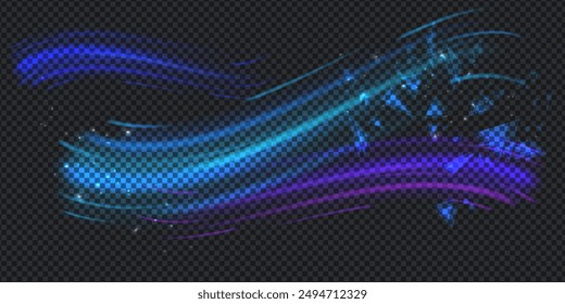 Aurora element design on transparent background. Bright light. Northern lights. Vector illustration. Rivalry concept.