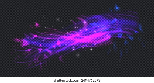 Aurora element design on transparent background. Bright light. Northern lights. Vector illustration. Rivalry concept.