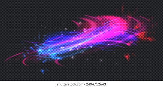 Aurora element design on transparent background. Bright light. Northern lights. Vector illustration. Rivalry concept.