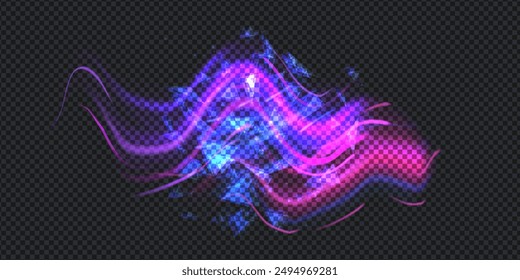 Diseño del elemento de Aurora sobre fondo transparente. Luz brillante. auroras boreales. Ilustración vectorial.