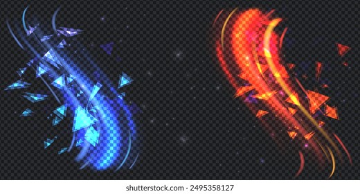 Aurora element design on transparent background. Bright light. Northern lights. Vector illustration. Rivalry concept.