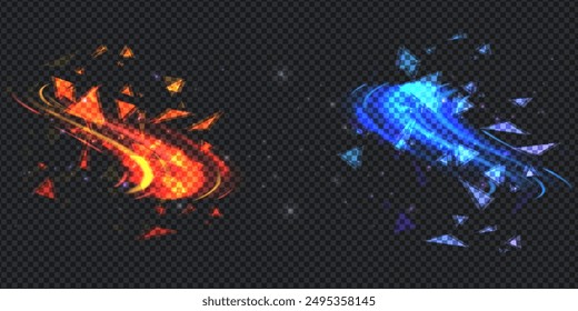 Aurora element design on transparent background. Bright light. Northern lights. Vector illustration. Rivalry concept.