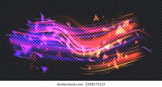 Aurora element design on transparent background. Bright light. Northern lights. Vector illustration. Rivalry concept.