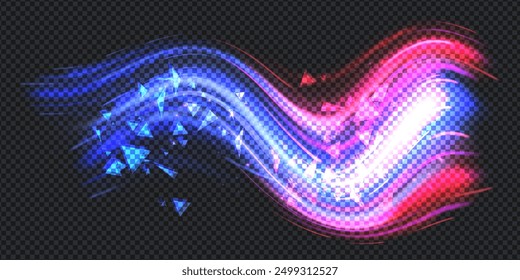 Aurora element design on transparent background. Bright light. Northern lights. Vector illustration. Rivalry concept.