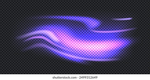Aurora element design on transparent background. Bright light. Northern lights. Vector illustration. Rivalry concept.