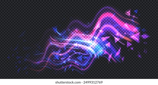 Aurora element design on transparent background. Bright light. Northern lights. Vector illustration. Rivalry concept.