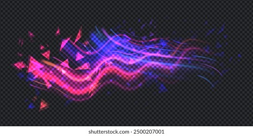 Diseño de elementos de Aurora sobre fondo transparente. Luz brillante. Aurora boreal. Ilustración vectorial. Concepto de rivalidad.