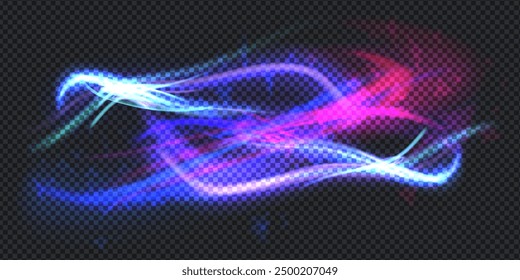Aurora element design on transparent background. Bright light. Northern lights. Vector illustration. Rivalry concept.