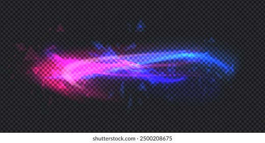 Diseño de elementos de Aurora sobre fondo transparente. Luz brillante. Aurora boreal. Ilustración vectorial. Concepto de rivalidad.