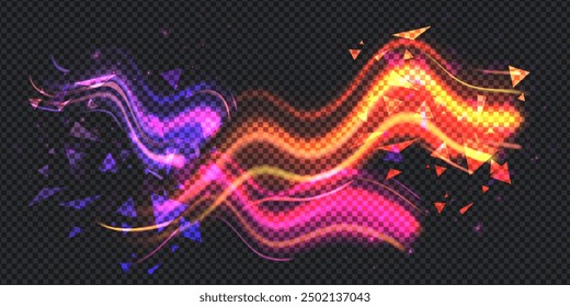Aurora element design on transparent background. Bright light. Northern lights. Vector illustration. Rivalry concept.