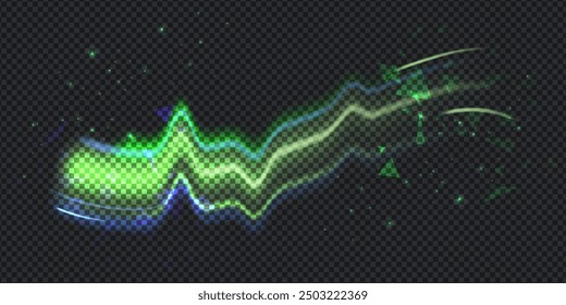 Aurora element design on transparent background. Bright light. Northern lights. Vector illustration. Rivalry concept.