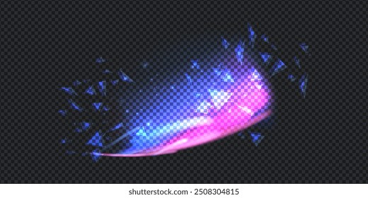 Aurora element design on transparent background. Bright light. Northern lights. Vector illustration. Rivalry concept.