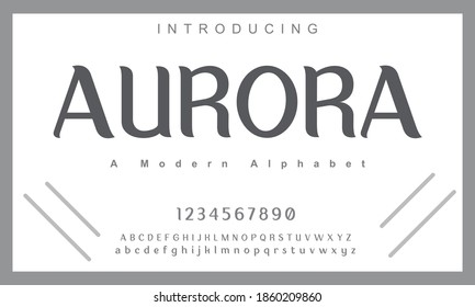 Aurora font. Elegant alphabet letters font and number. Lettering Minimal Fashion Designs. Typography fonts regular uppercase and lowercase. vector illustration