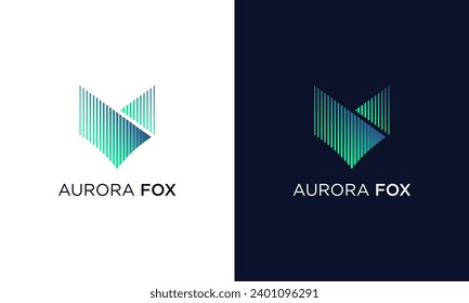 Plantilla de icono del logotipo de Aurora y Fox