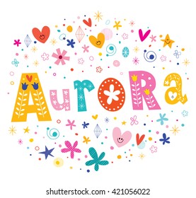 Aurora Girls Name Decorative Lettering Type Stock Vector Royalty Free