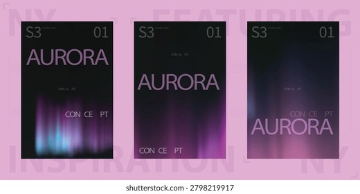 Aurora Gradient Poster, Aurora Background Poster, Aurora Green Poster. Stylish Sky Background with Atmospheric Glow Concept for Modern Wall Decoration and Visual Art.