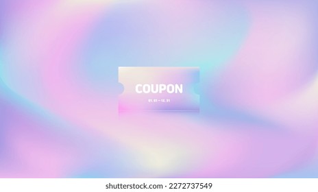Aurora holographic background and coupon icon