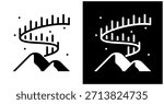 Aurora Icon Set In White And Black Background