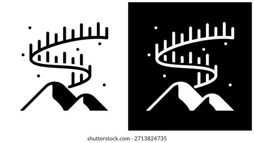 Aurora Icon Set In White And Black Background