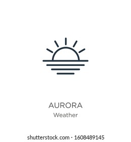 Aurora icon. Thin linear aurora outline icon isolated on white background from weather collection. Line vector sign, symbol for web and mobile