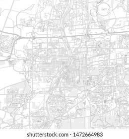 Aurora, Illinois, USA, bright outlined vector map with bigger and minor roads and steets created for infographic backgrounds. svg