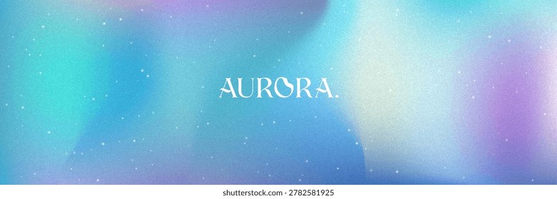 Aurora Light Gradient. Borealis Gradient Blur. Northern Aurora Light. Holographic Effect On Dark Background. Magical Polar Stars And Deep Teal Horizon. Green, Blue And Purple Abstract Sky.