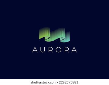 Diseño del logotipo ligero de Aurora. Logotipo de luz del norte