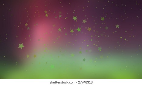 aurora light on night sky - vector illustration