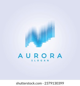 Aurora Light Wave Sky View Logo, Simple Abstract Templet Illustration Design