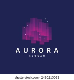 Aurora Light Wave Sky View Logo, Simple Abstract Templet Illustration Design